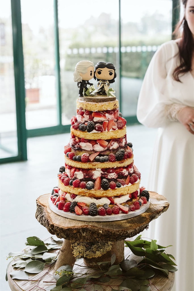 Tarta de boda naked cake rústica de frutas